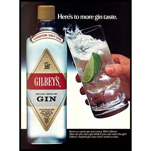 1985 Gilbey's Gin Vintage Print Ad Lime Wedge Cocktail Man Cave Wall Art Photo - Picture 1 of 1